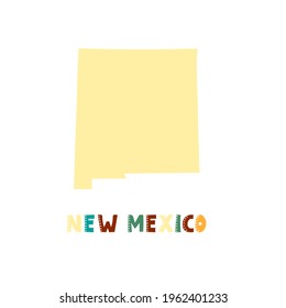 Colección USA. Mapa de Nuevo México - silueta amarilla
