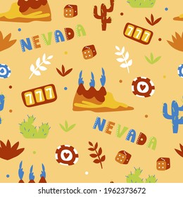 USA collection. Vector illustration of Nevada theme. State Symbols