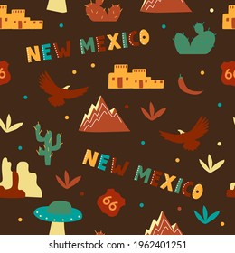 USA collection. Vector illustration of New Mexico heme. State Symbols
