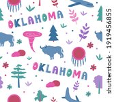 USA collection. Vector illustration of Oklahoma theme. State Symbols - seamless pattern