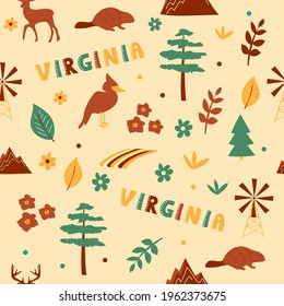 USA collection. Vector illustration of Virginia theme. State Symbols