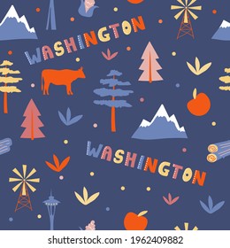 USA collection. Vector illustration of Washingtont heme. State Symbols