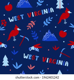 USA collection. Vector illustration of West Virginia heme. State Symbols