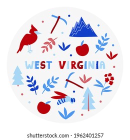 USA collection. Vector illustration of West Virginia theme. State Symbols svg