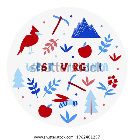 USA collection. Vector illustration of West Virginia theme. State Symbols