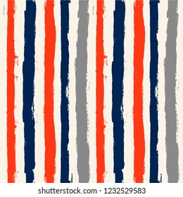 usa color style red and blue striped background. grunge brush lines seamless pattern. 