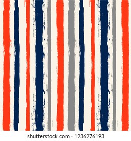usa color style red and blue striped background. grunge brush lines seamless pattern. paint stripe vector graphic ink brush strokes. grunge stripes, patriotic paintbrush line. texture lines backdrop 