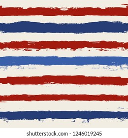usa color style red and blue striped background. grunge brush lines seamless pattern. paint stripe vector graphic ink brush strokes. grunge stripes, patriotic paintbrush line. texture lines backdrop 
