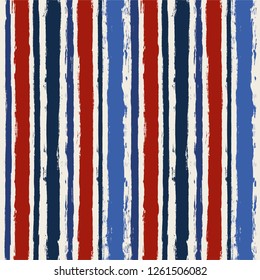 usa color style red and blue striped background. grunge brush lines seamless pattern. paint stripe vector graphic ink brush strokes. grunge stripes, patriotic paintbrush line. texture lines backdrop 