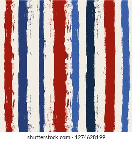 usa color style red and blue striped background. grunge brush lines seamless pattern. paint stripe vector graphic ink brush strokes. grunge stripes, patriotic paintbrush line. texture lines backdrop 