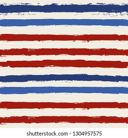 usa color style red and blue striped background. grunge brush lines seamless pattern. paint stripe vector graphic ink brush strokes. grunge stripes, patriotic paintbrush line. texture lines backdrop 