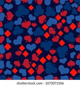 usa color Vector illustration of seamless pattern background with playing card suits