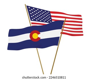 USA and Colorado flags. vector