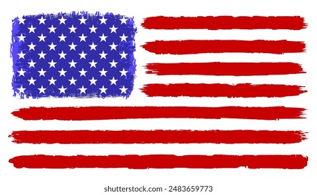 USA colorful brush strokes painted flag, American flag paint texture, grunge USA flag, stars and stripes