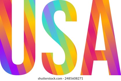 USA colorful gradient reeded effect text design