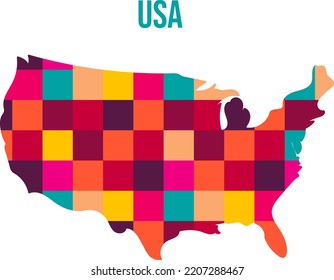 USA colorful squares pattern map