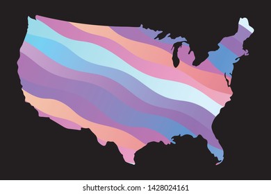 USA colorful vector map silhouette