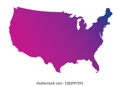 USA colorful vector map silhouette