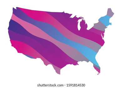 USA colorful vector map silhouette