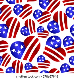 usa colors hearth shape celebration seamless pattern eps10
