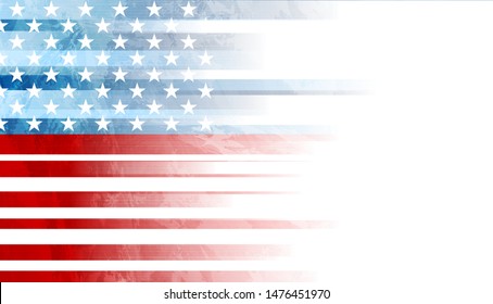 USA colors, stars and stripes abstract grunge design. Independence Day modern vector background. Corporate concept american flag