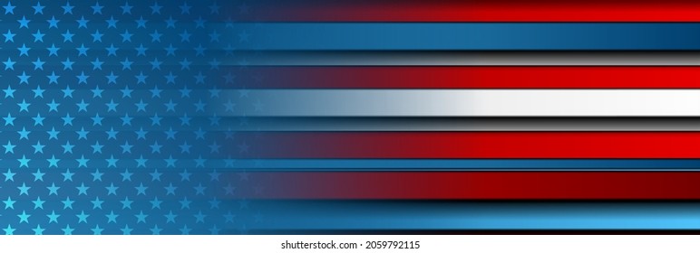 USA colors, stars and stripes abstract banner design. Independence Day modern vector background. Corporate concept american flag