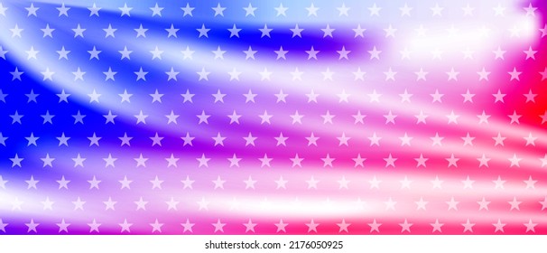 USA colors, stars and stripes abstract bright design. Independence Day modern vector background. Glossy concept american flag.