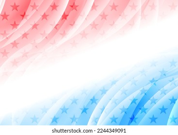 USA colors, stars and waves abstract elegant design. Independence Day modern vector background. Corporate concept american flag