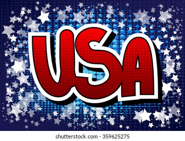 USA - Comic book style word.