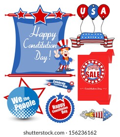 USA Constitution Day Design Vectors Set