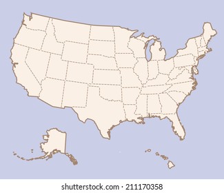 Usa Contour Map Stock Vector (Royalty Free) 211170358 | Shutterstock