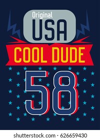 usa cool dude,t-shirt print poster vector illustration