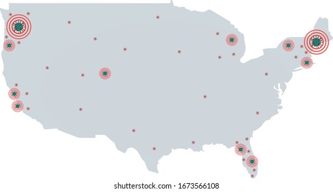 USA corona virus map. vector