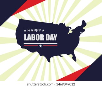 USA Country background and font happy labor day on colorful background.