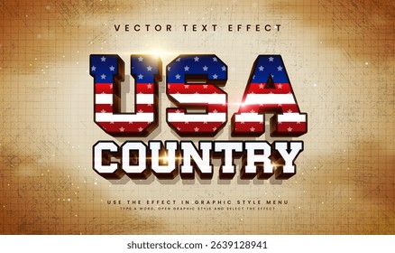 USA country, editable vector text effect with modern concept. Suitable for american event theme.