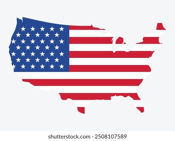 USA country map with flag