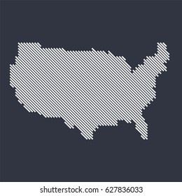 USA country map made from angled white lines