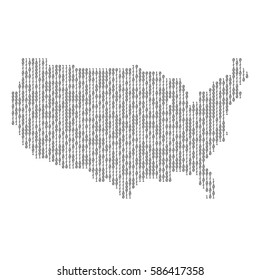 USA country map made from digital binary code