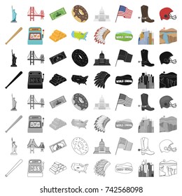 USA country set icons in cartoon style. Big collection of USA country vector symbol stock illustration