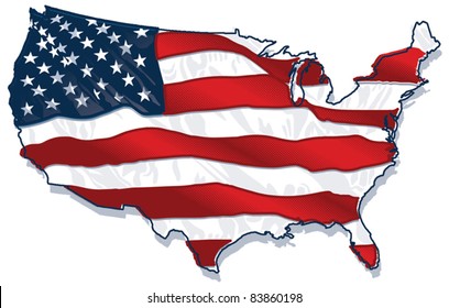 USA country-Shaped Flag