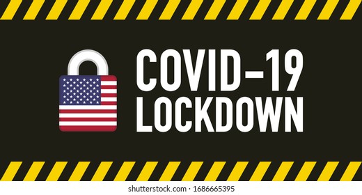 USA covid-19 lockdown for quarantine concept. Stop Covid-19 Coronavirus Novel Coronavirus (2019-nCoV). Vector illustration.