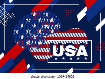 usa creative background with flag abstract geometric shapes