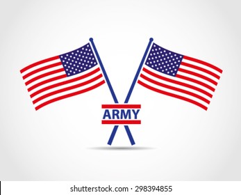 USA Crossed Emblem Flags Army