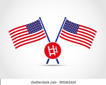 USA Crossed Flags Emblem American Movies
