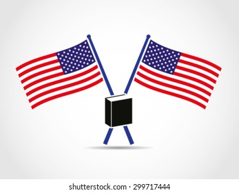 USA Crossed Flags Emblem Author