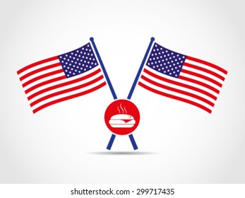 USA Crossed Flags Emblem Burger