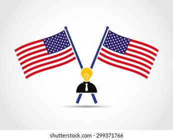USA Crossed Flags Emblem Business Idea