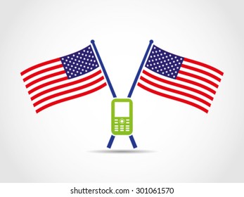 USA Crossed Flags Emblem Cellular