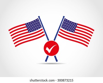 USA Crossed Flags Emblem Check Pass