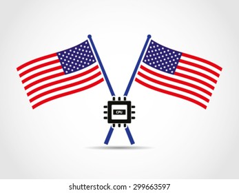 USA Crossed Flags Emblem Chip